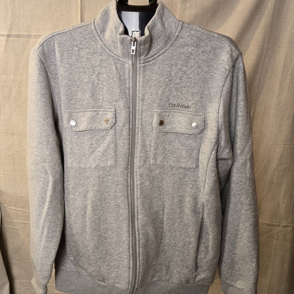 Calvin Klein Soft Touch Fleece Jacket Mens Large Gray